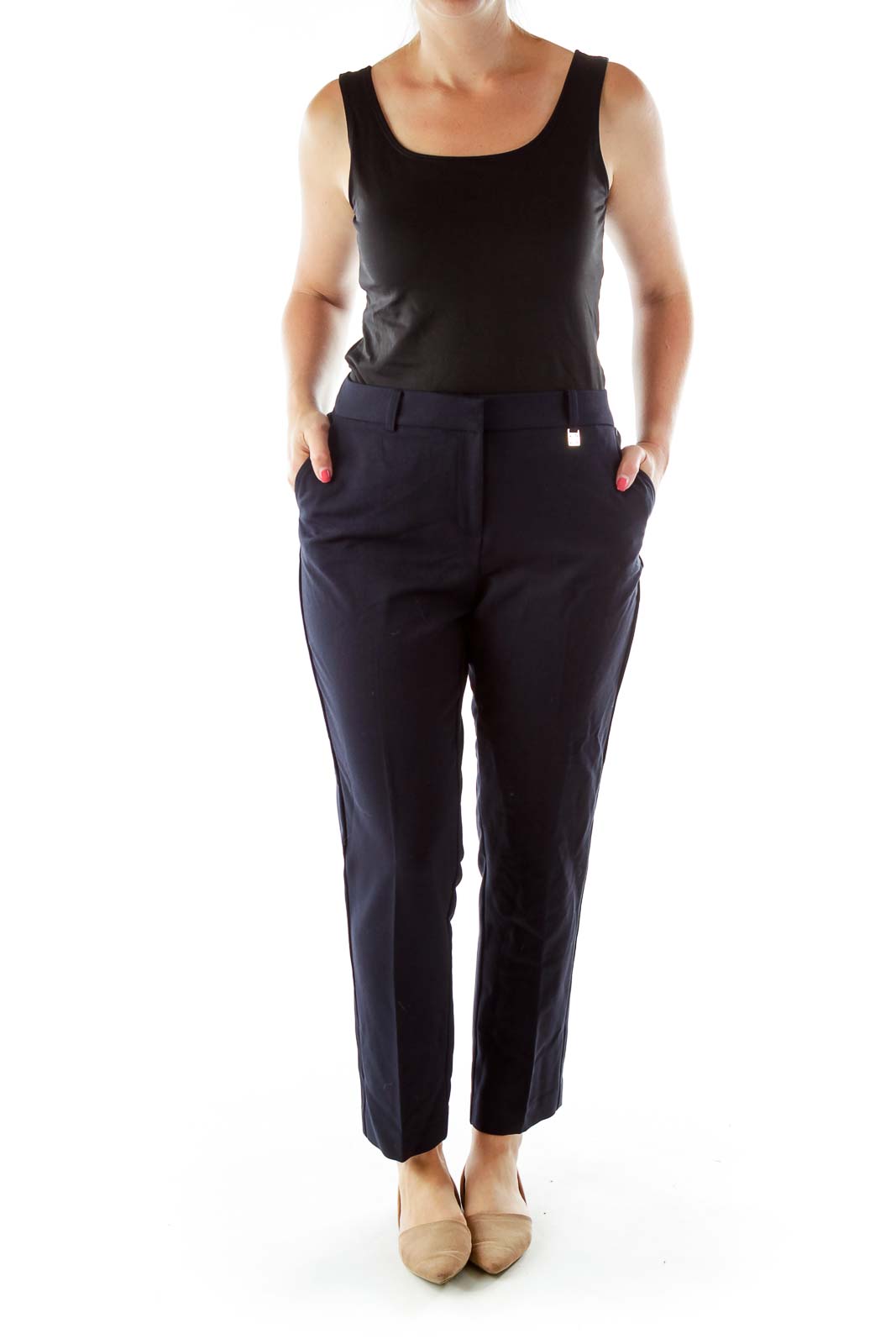 Navy Slim Fit Trousers