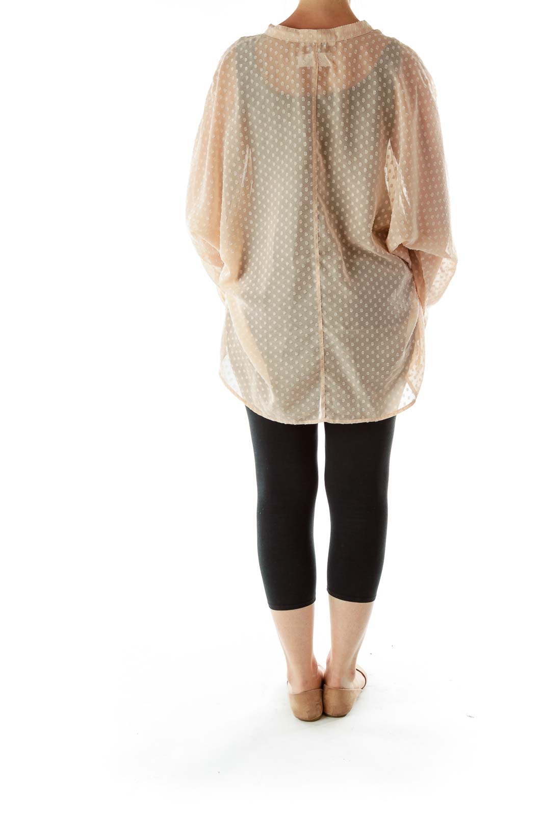 Beige Polka-Dot Textured Blouse