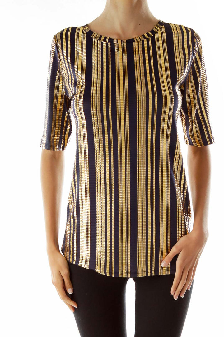 Black Gold Stripe Top