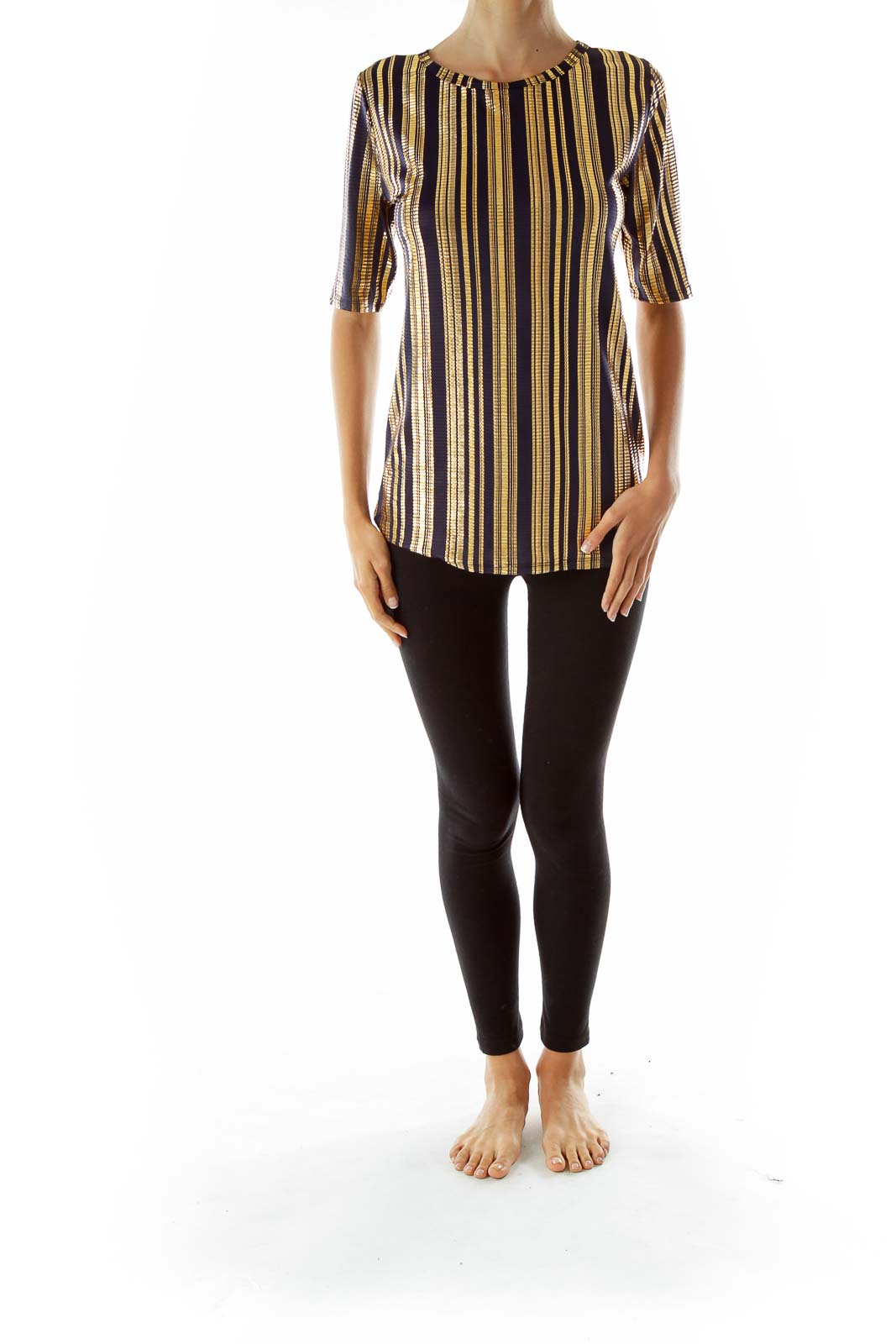 Black Gold Stripe Top