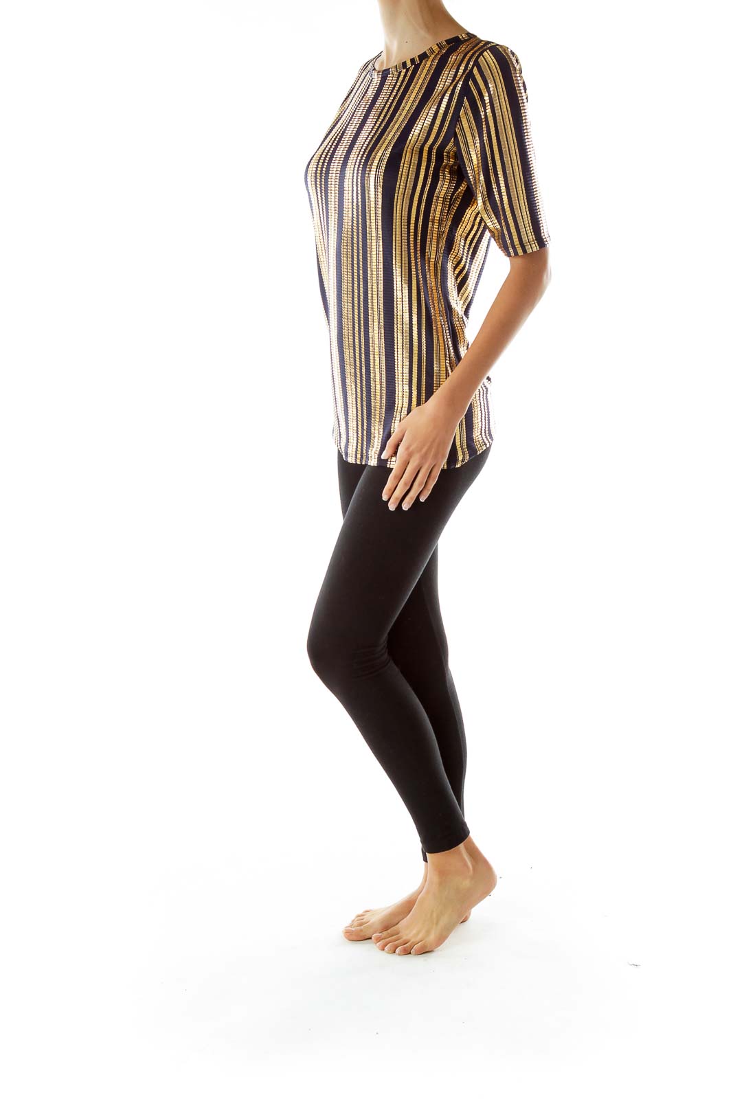 Black Gold Stripe Top