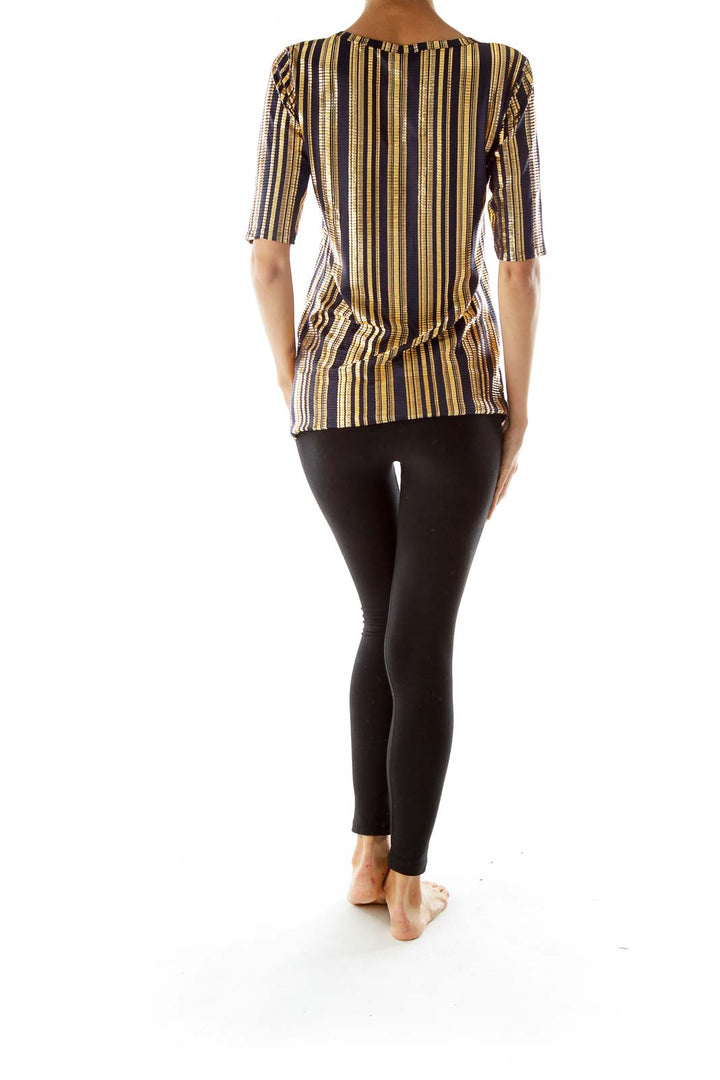 Black Gold Stripe Top