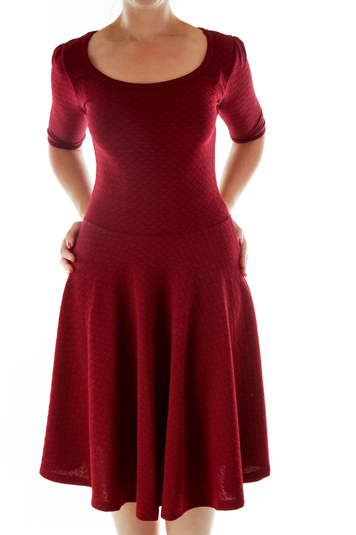 Maroon Textures Midi Dress