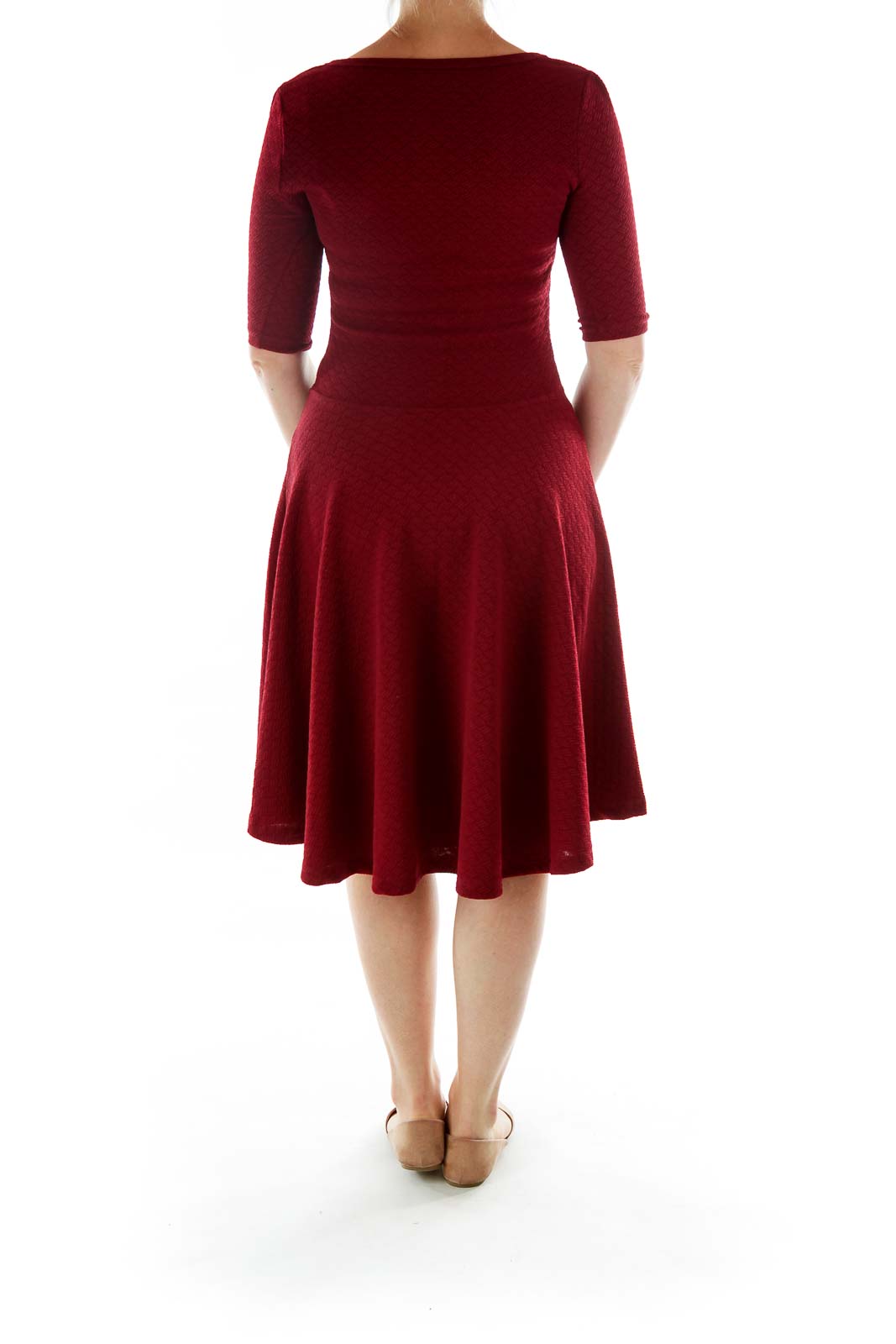 Maroon Textures Midi Dress