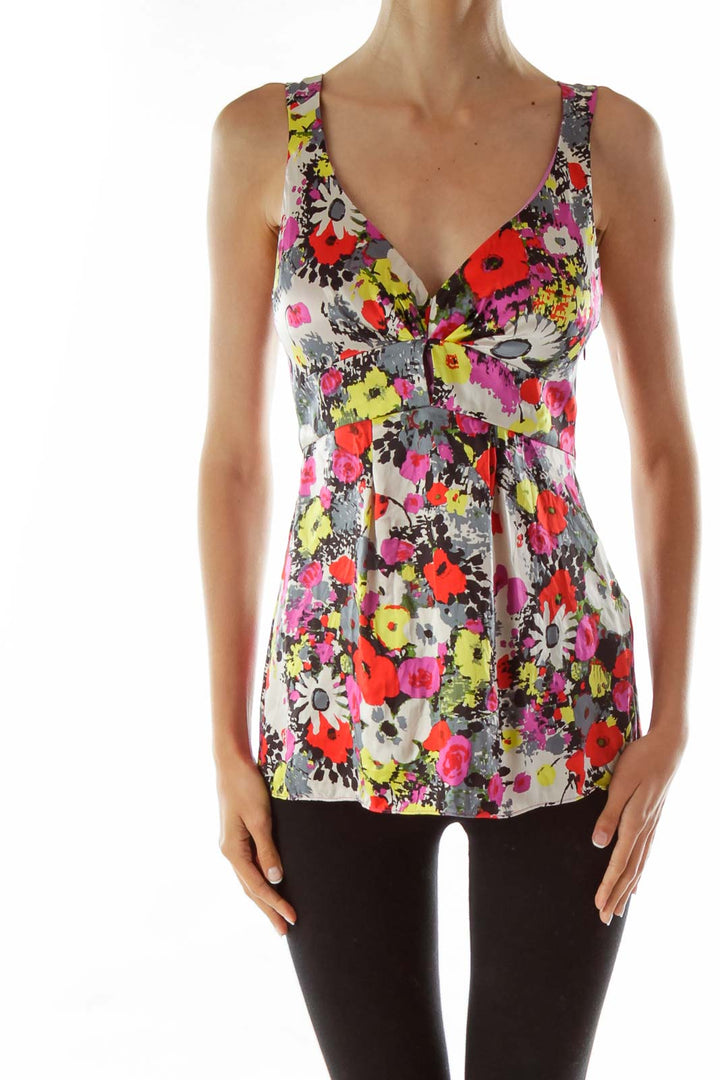 Multicolor Silk Print Tank Top