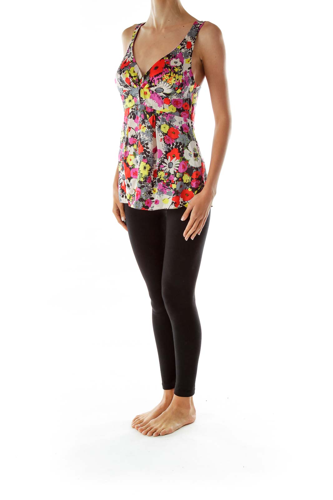 Multicolor Silk Print Tank Top