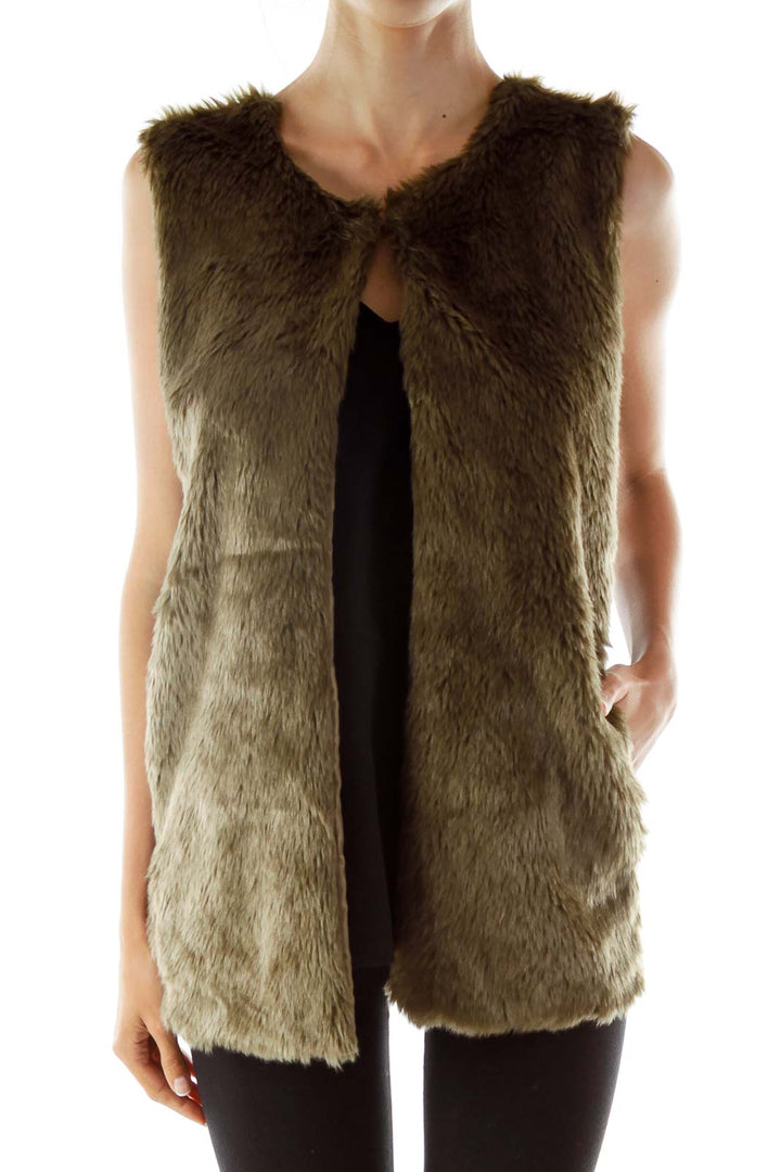 Gray Faux Fur Vest