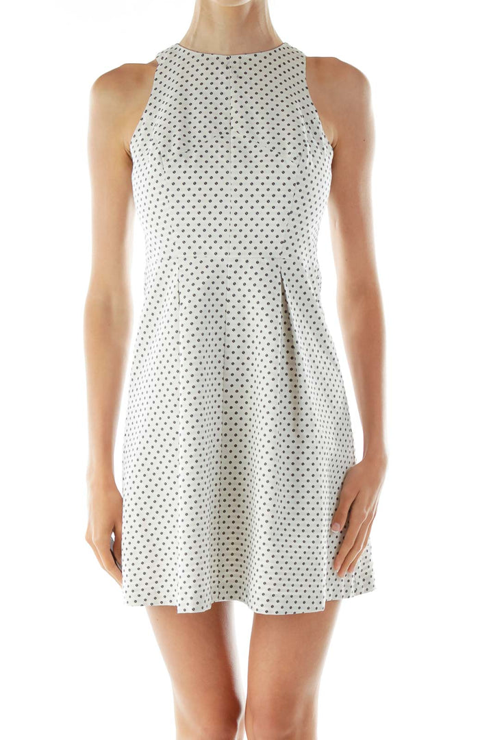 White Black Polka-Dot Work Dress