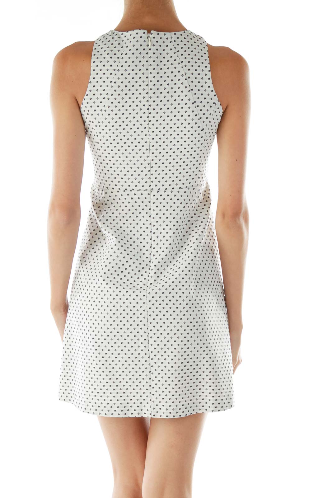 White Black Polka-Dot Work Dress