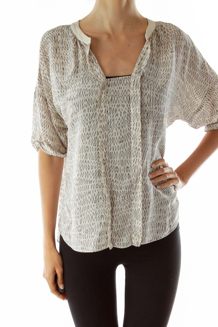 Beige Tribal Printed Blouse