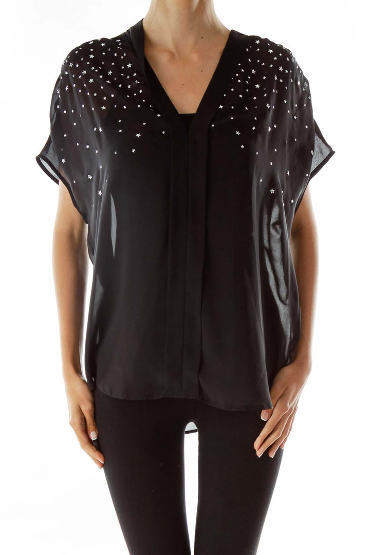 Black Silver Studded Blouse