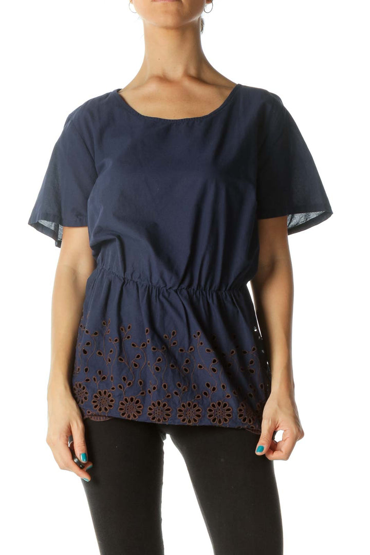 Navy Peplum Blouse