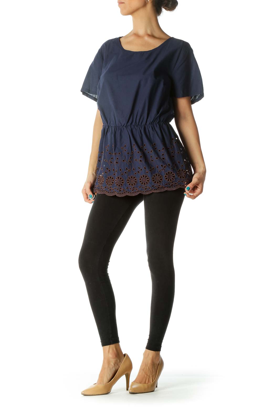 Navy Peplum Blouse