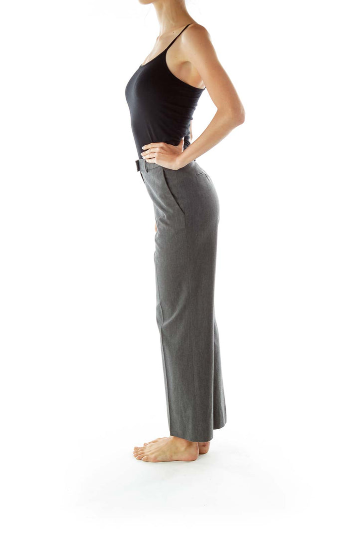 Gray Straight-Leg Slacks