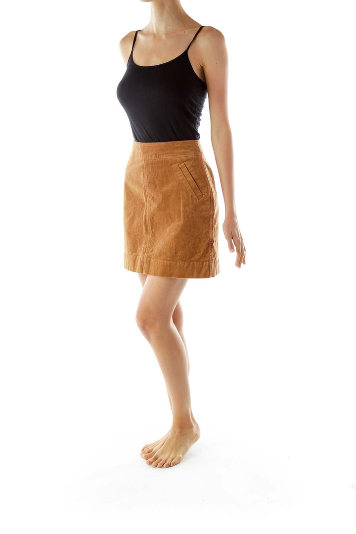 Brown Corduroy Mini Skirt