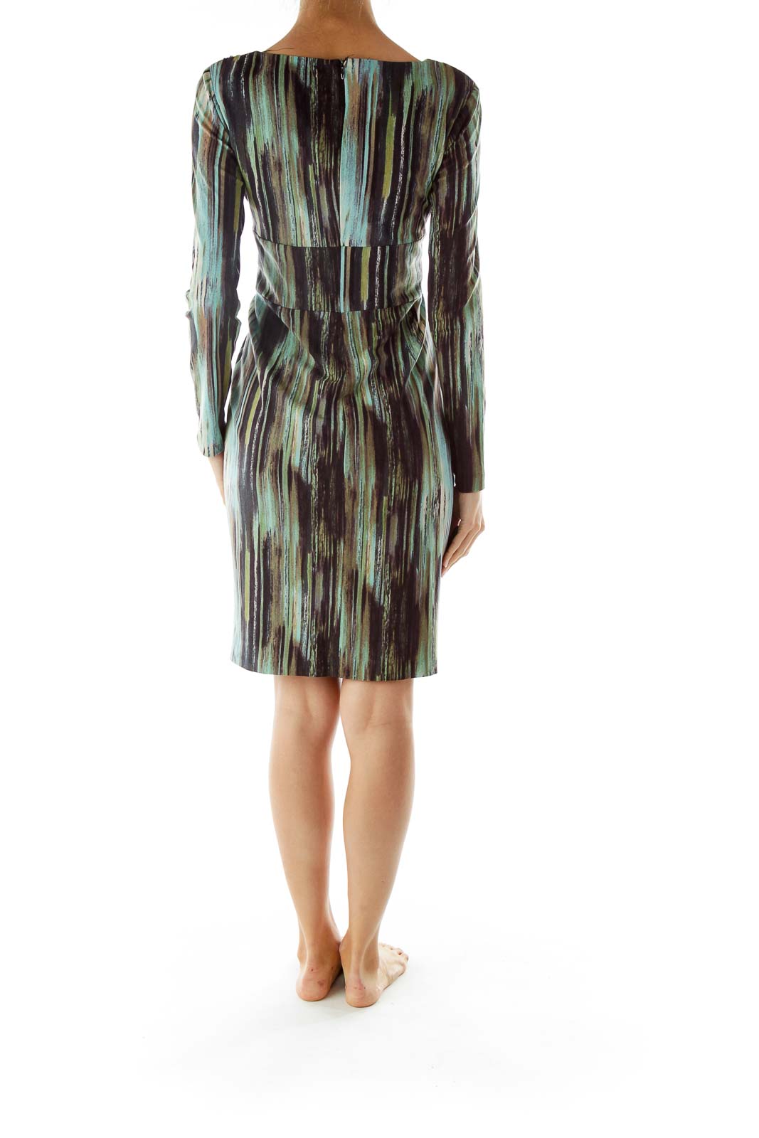 Green Black Printed Work Dress