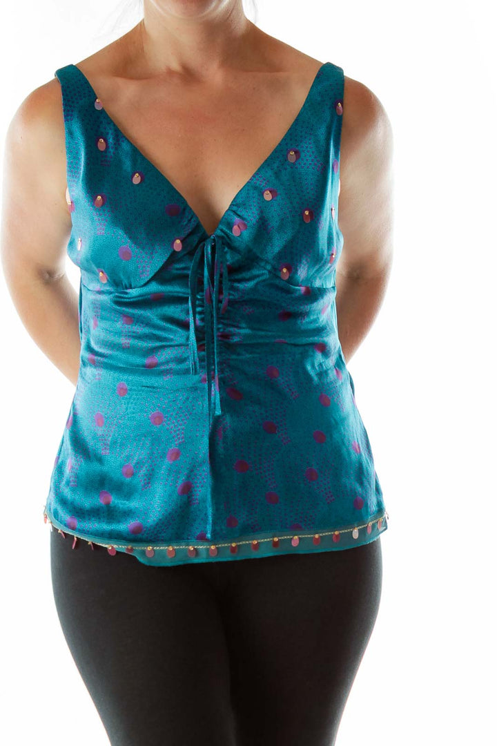 Blue Purple Silk Tank Top