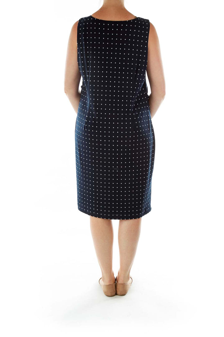 Navy White Asymmetric Polka-Dot Dress