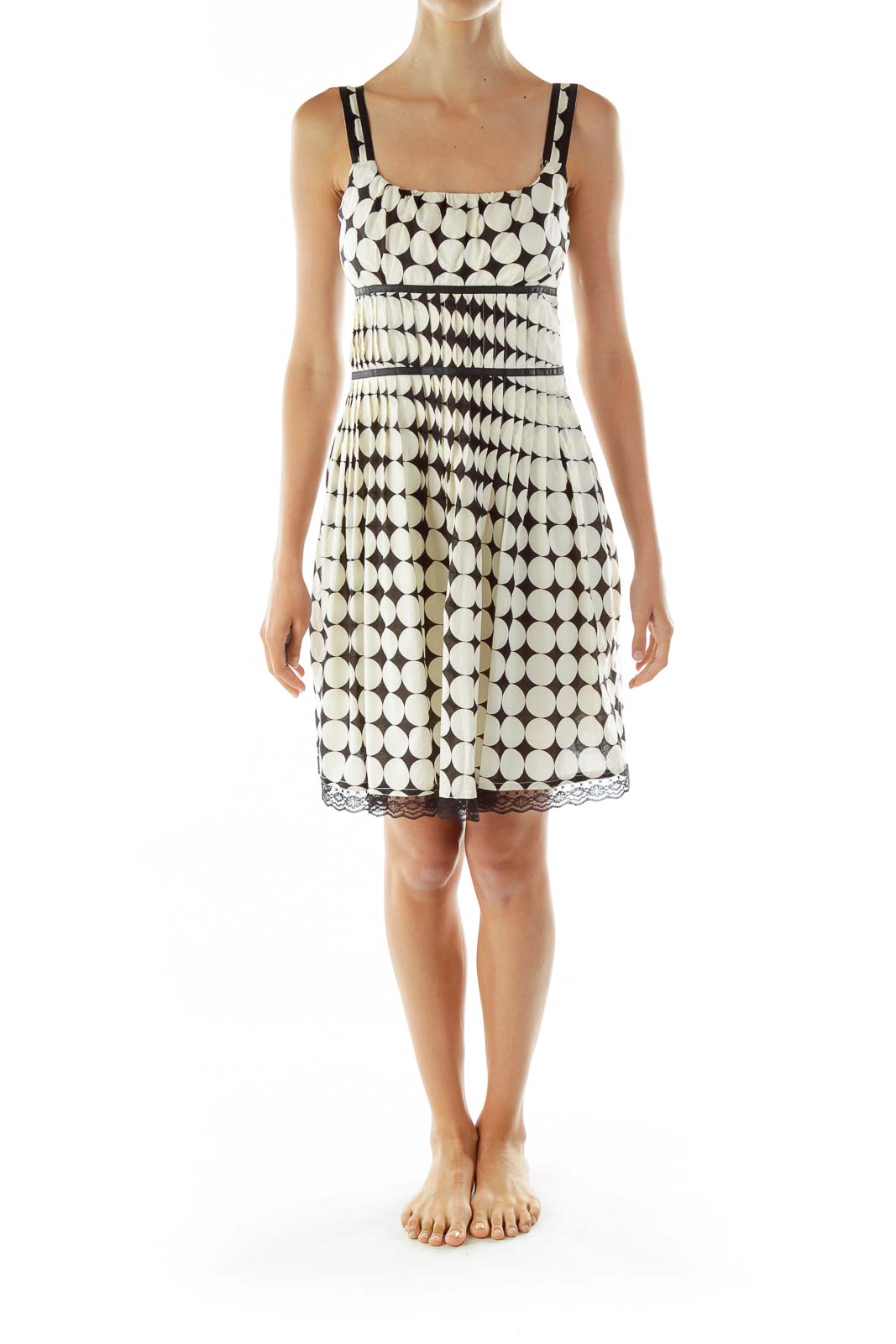 Black White Circle Print Day Dress