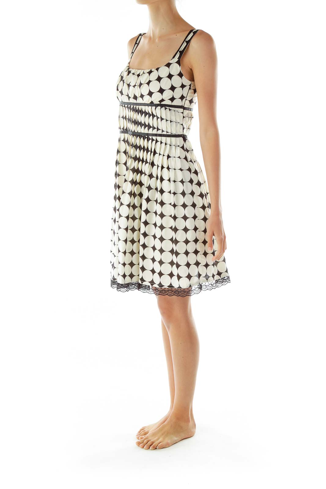 Black White Circle Print Day Dress