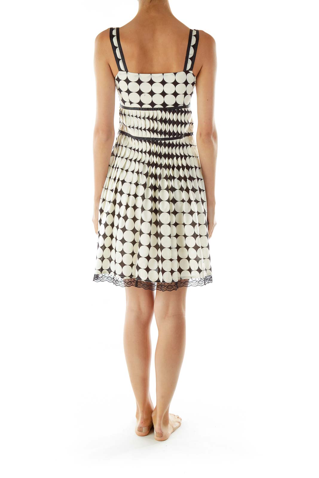 Black White Circle Print Day Dress