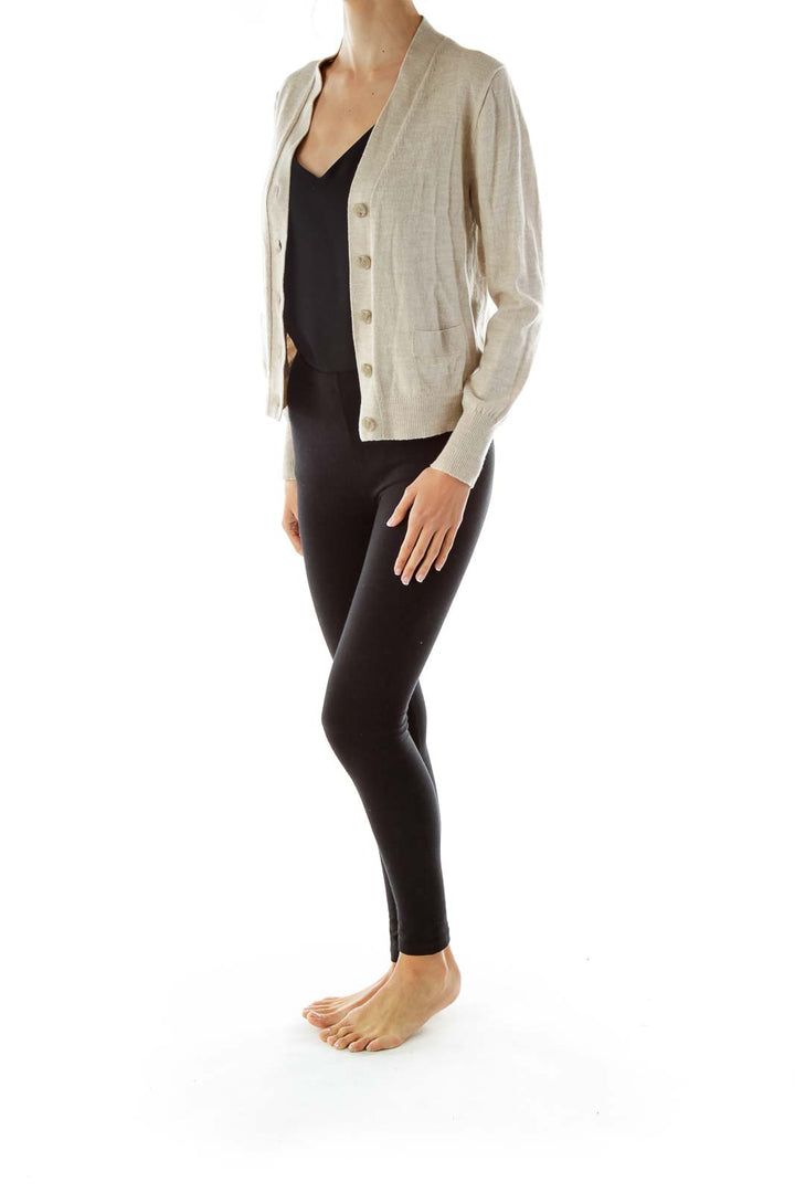 Beige Merino Wool Cardigan