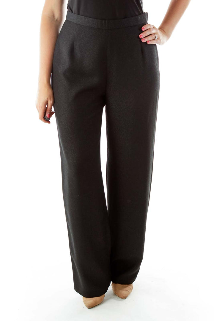 Black Wide Leg Shimmer Slacks