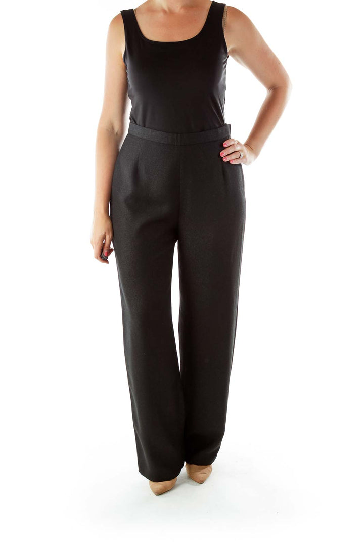 Black Wide Leg Shimmer Slacks