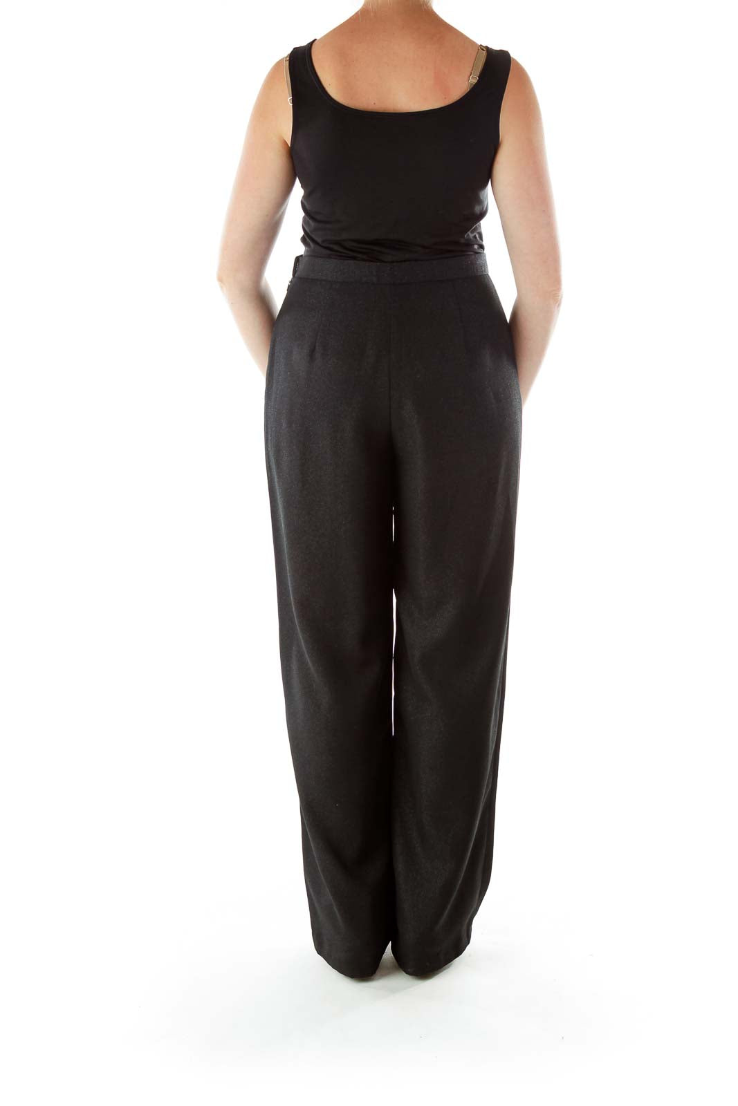 Black Wide Leg Shimmer Slacks