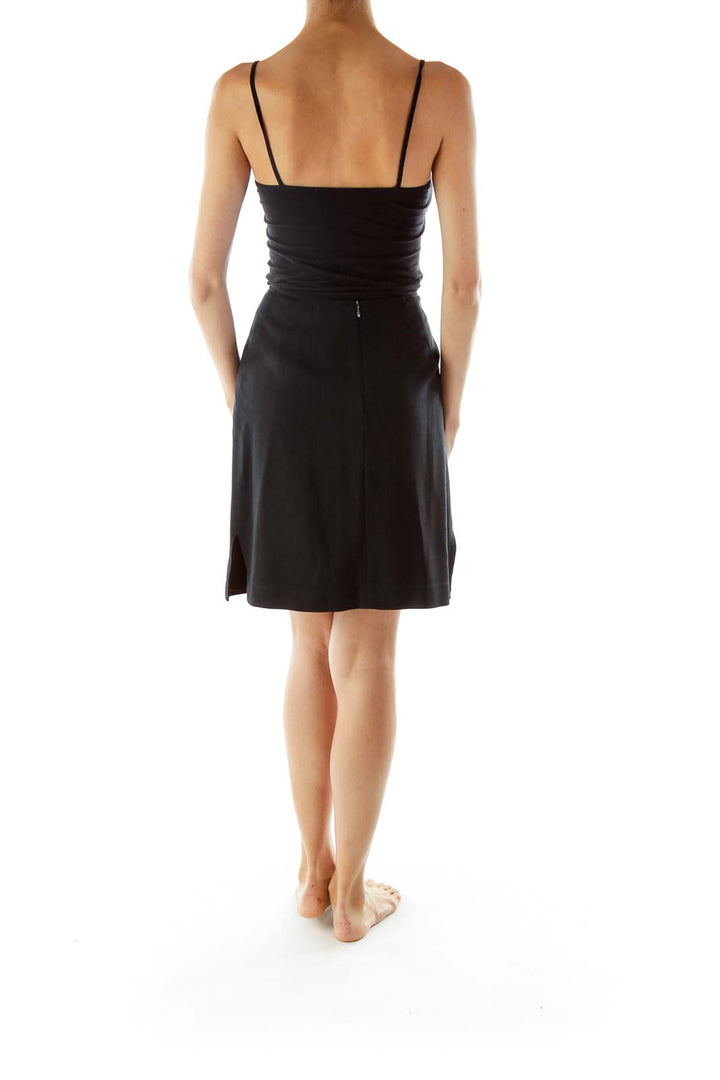 Black A-line Wool Skirt