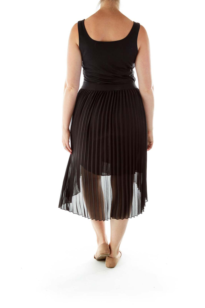 Black Pleated Midi Skirt