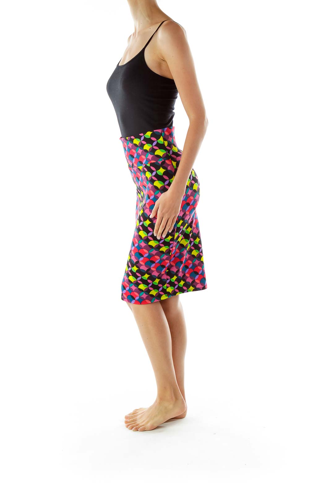 Multicolor Circle Print Pencil Skirt