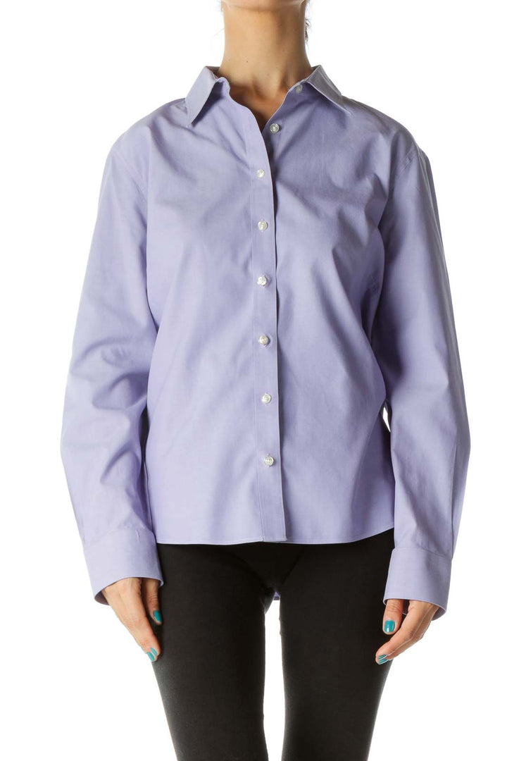 Purple Button-Up Cotton Shirt