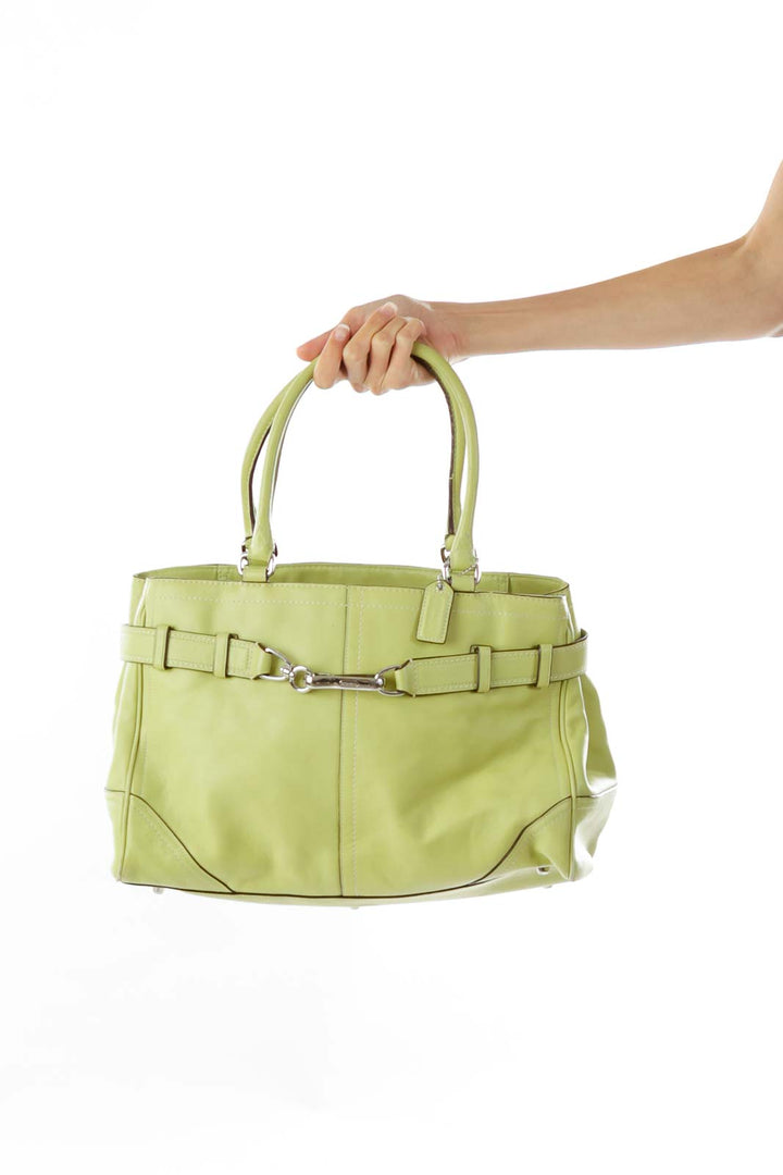 Green Belted Leather Satchel