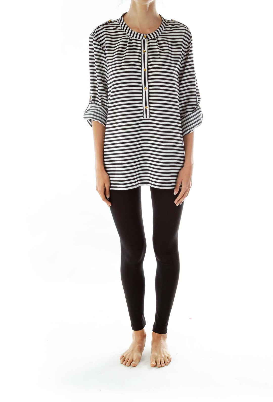 Black White Striped Blouse