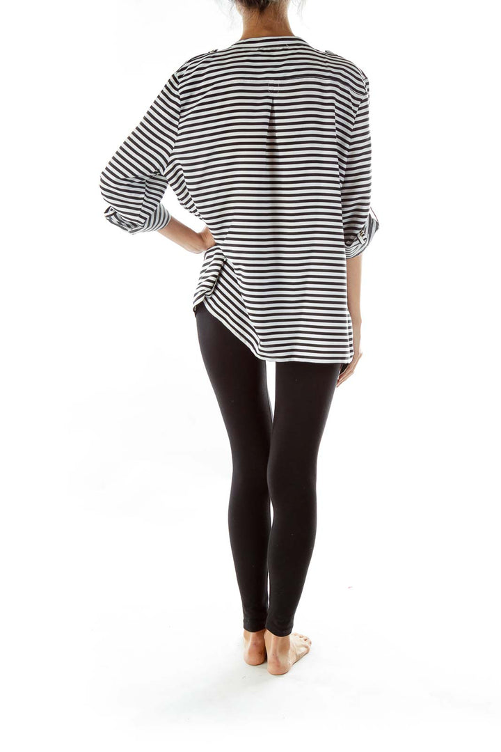 Black White Striped Blouse