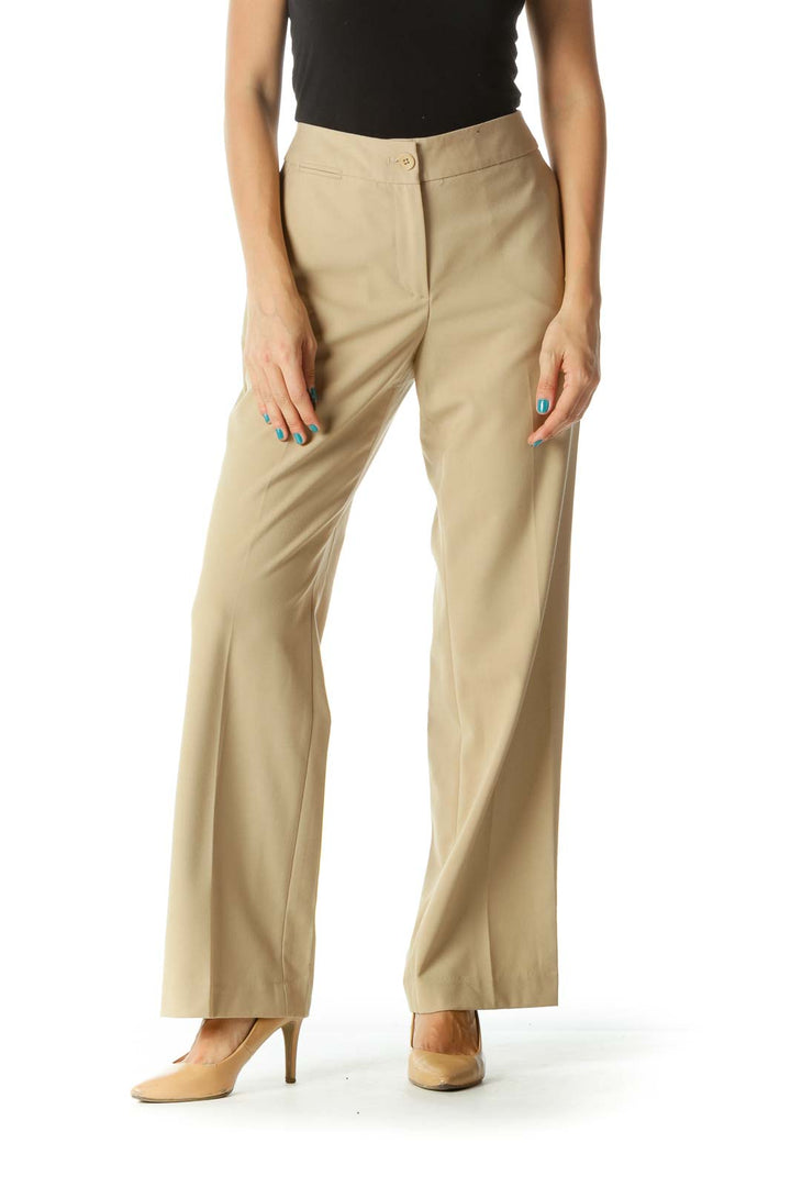 Beige Straight Leg Slacks