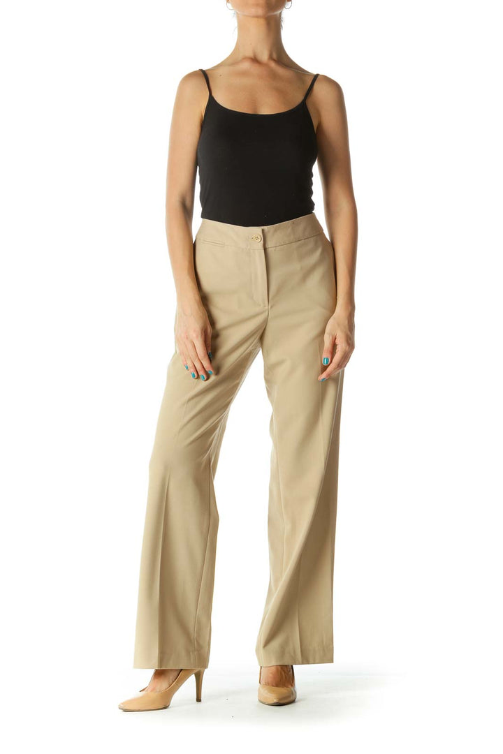 Beige Straight Leg Slacks