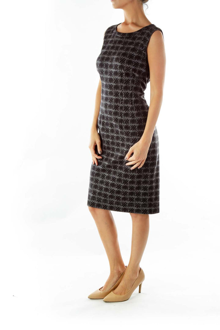 Black Gray Print Sleeveless Dress