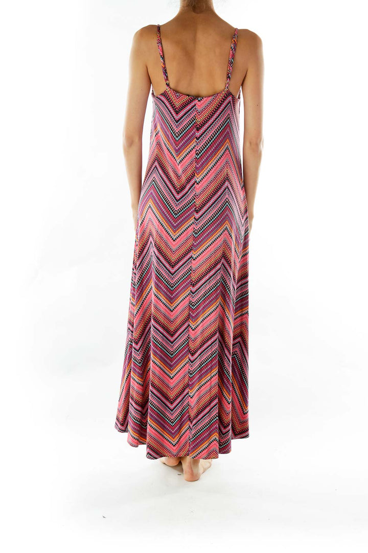 Multicolor Pink Print Maxi Dress