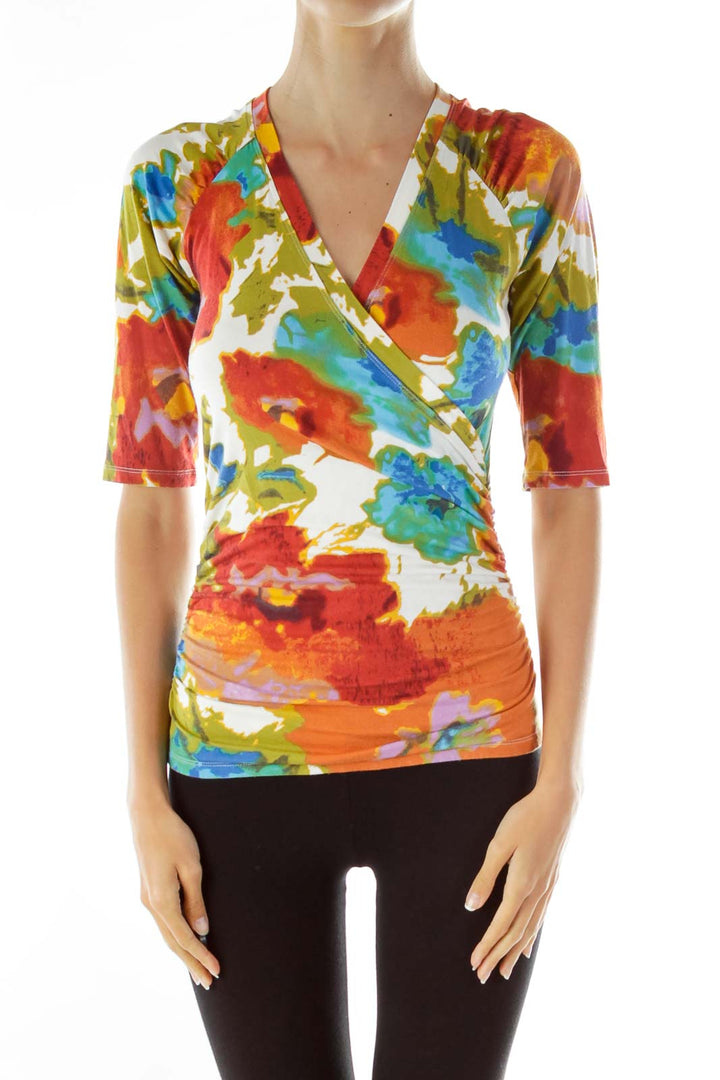 Multicolor Flower Scrunched Tunic