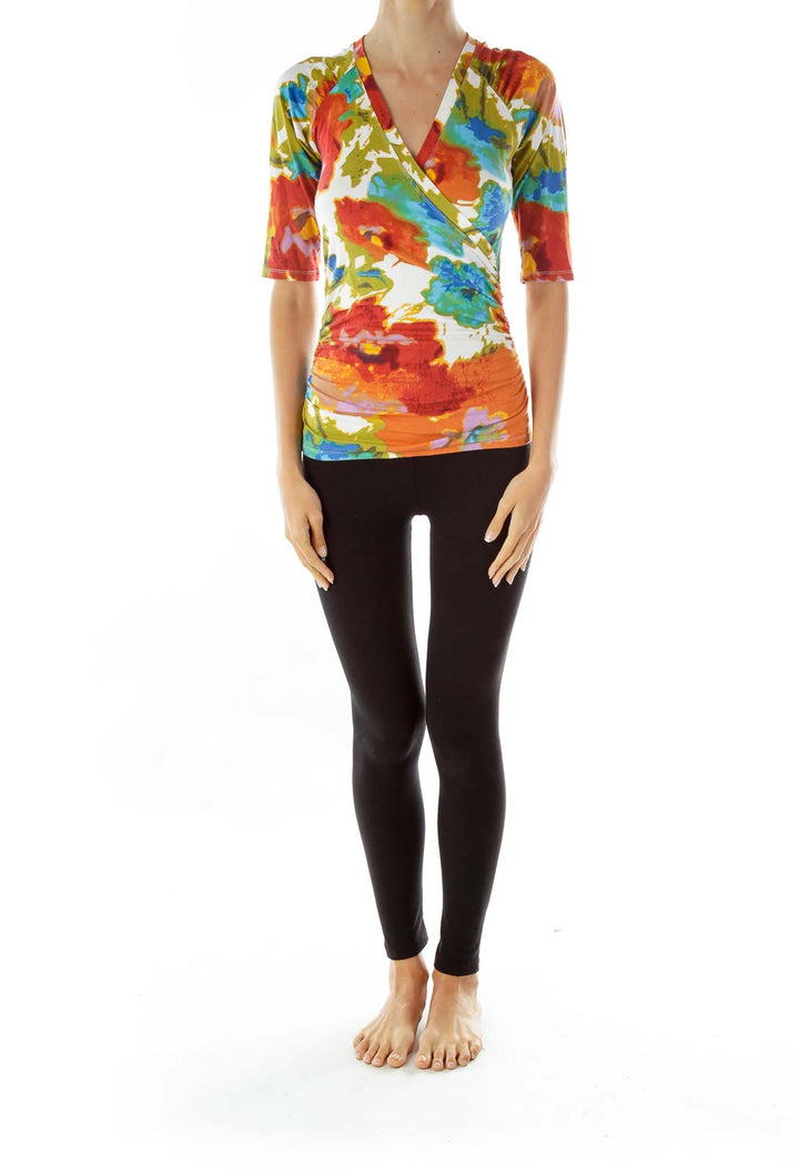 Multicolor Flower Scrunched Tunic