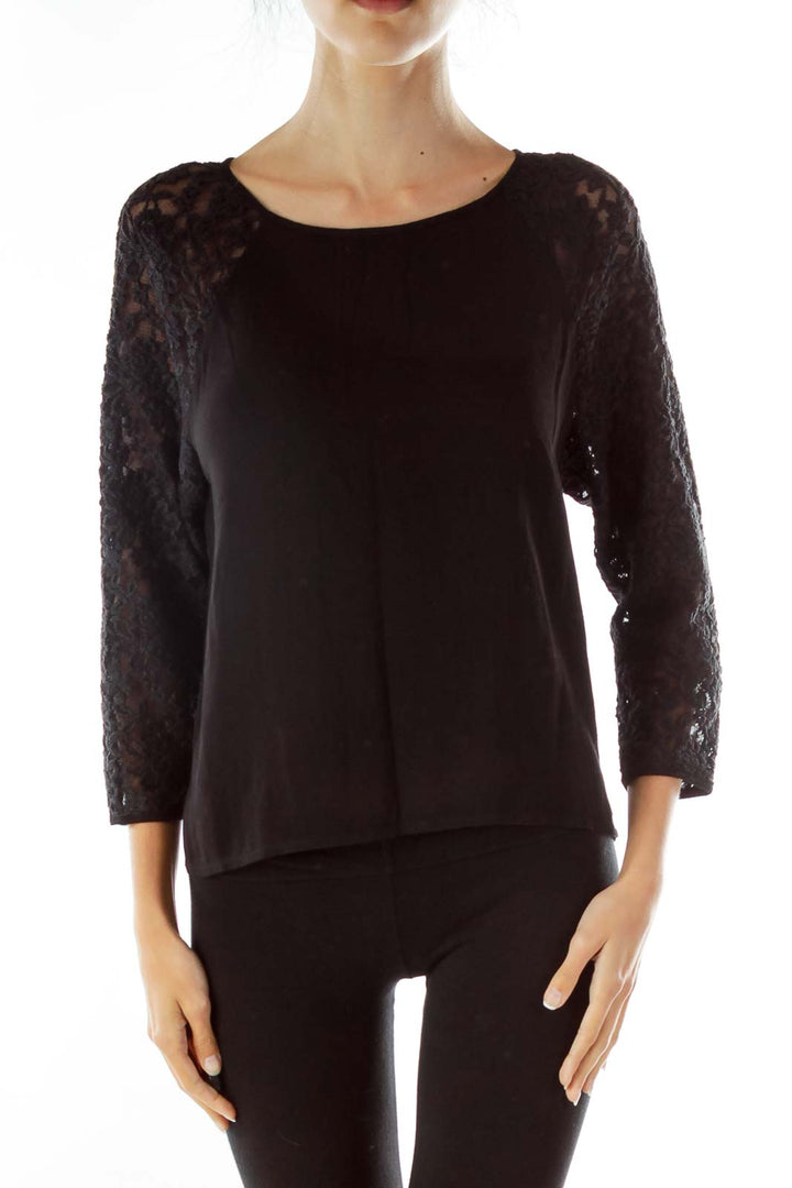 Black Lace Long Sleeve Top