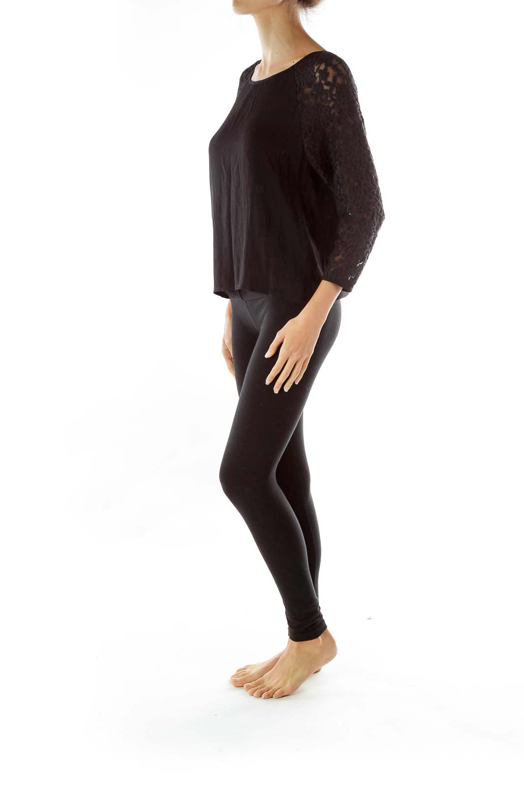 Black Lace Long Sleeve Top