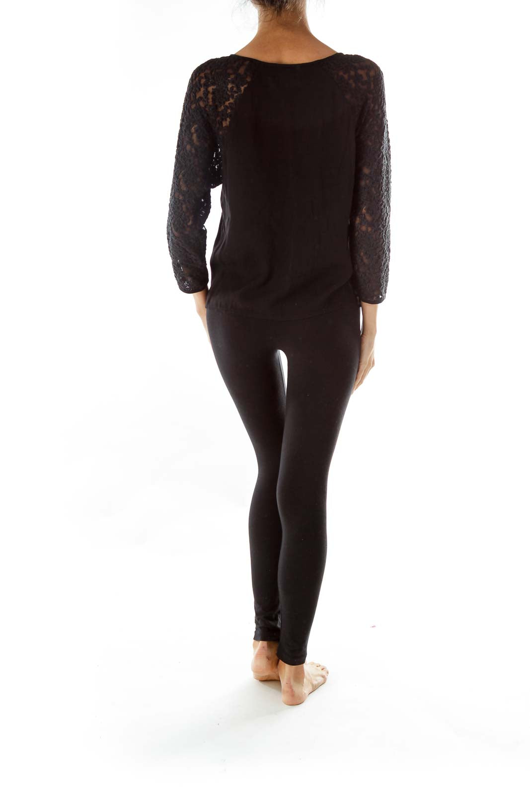 Black Lace Long Sleeve Top