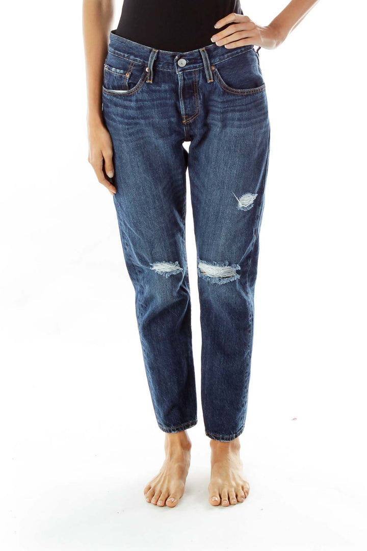 Blue Distressed Skinny Jeans