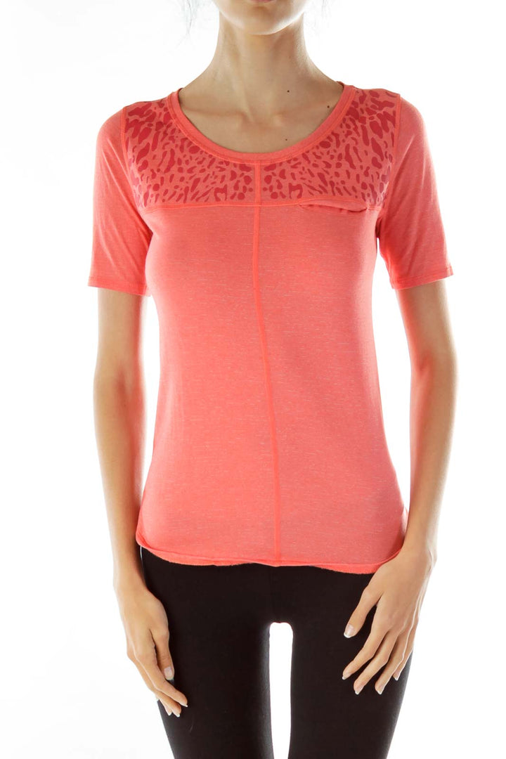 Red Round Neck Yoga Top