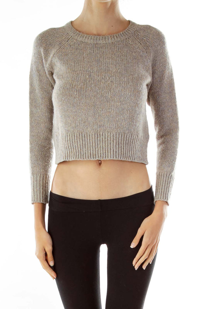 Beige Cropped Alpaca Sweater