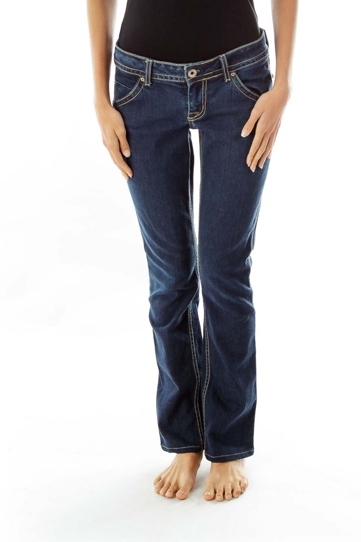 Navy Straight-Leg Jeans