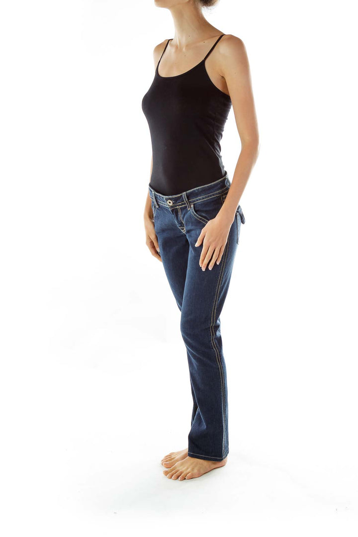 Navy Straight-Leg Jeans